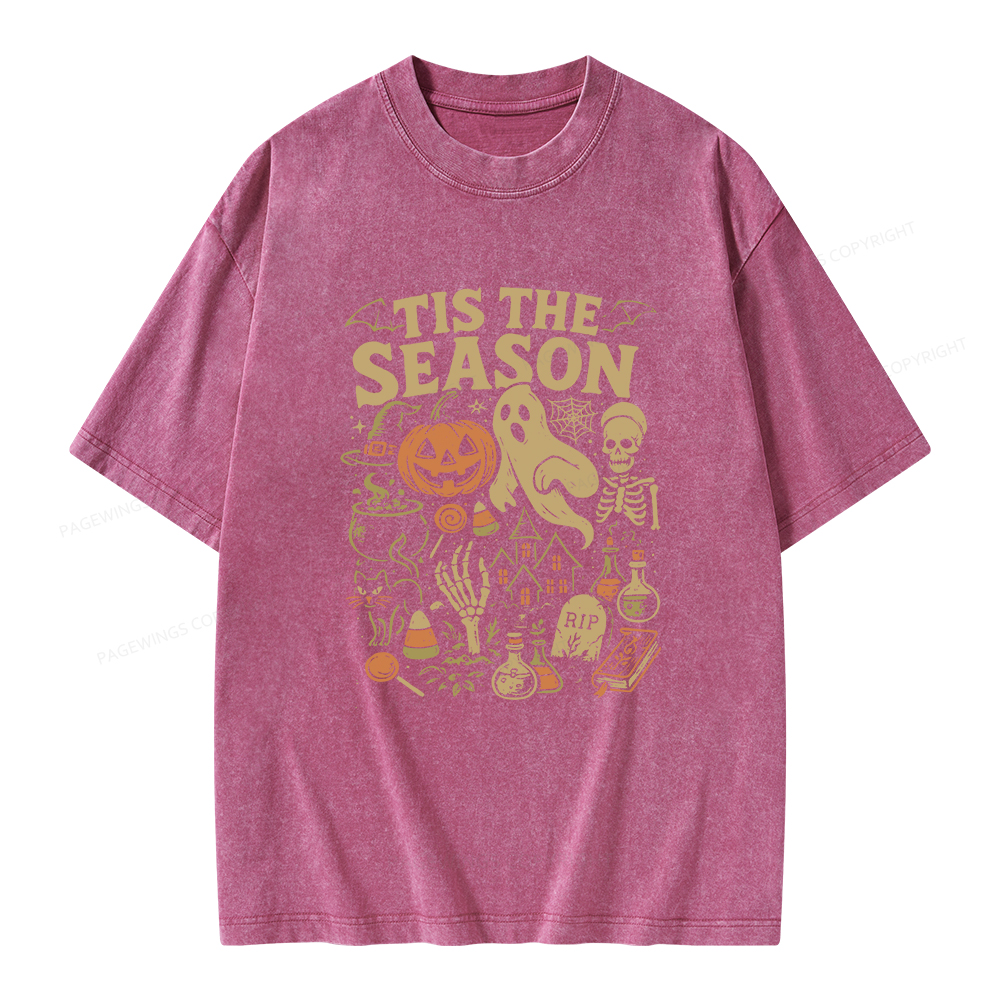 Pagewings Tis The Season Halloween Unisex Washed T-shirt