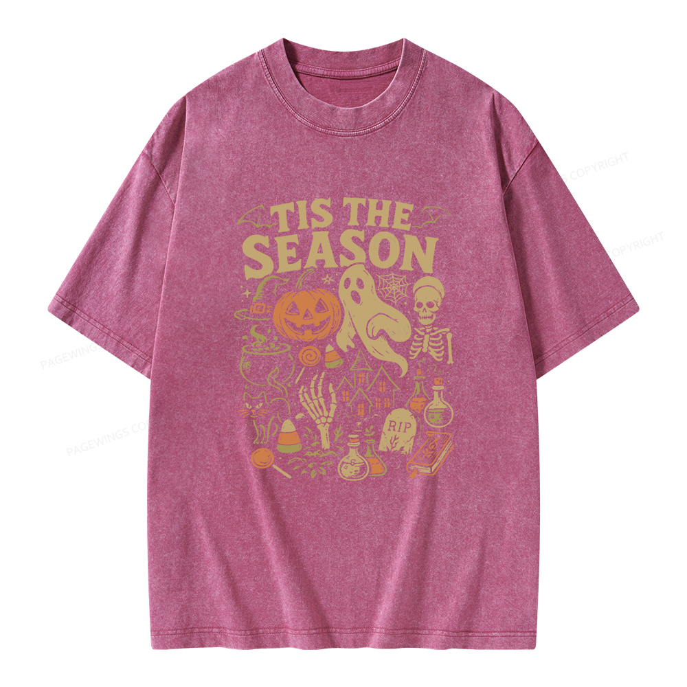 Pagewings Tis The Season Halloween Unisex Washed T-shirt