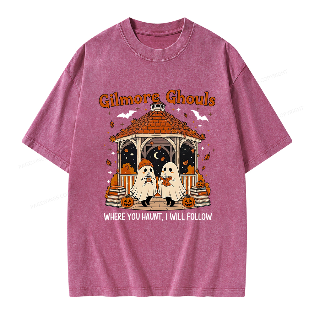 Pagewings Gilmore Ghouls Halloween Unisex Washed T-shirt