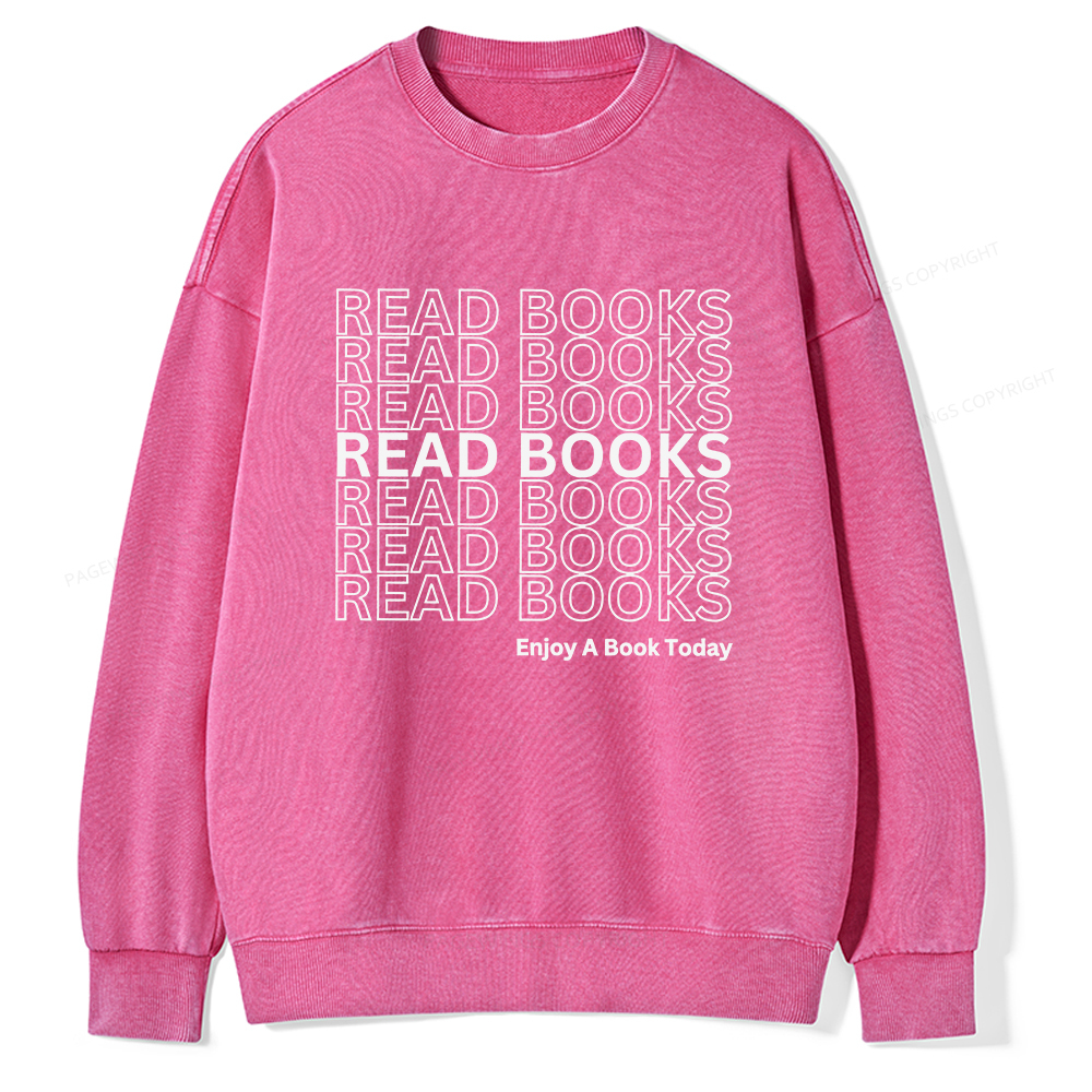 Pagewings Read Books Librarian Unisex Washed Sweatshirt