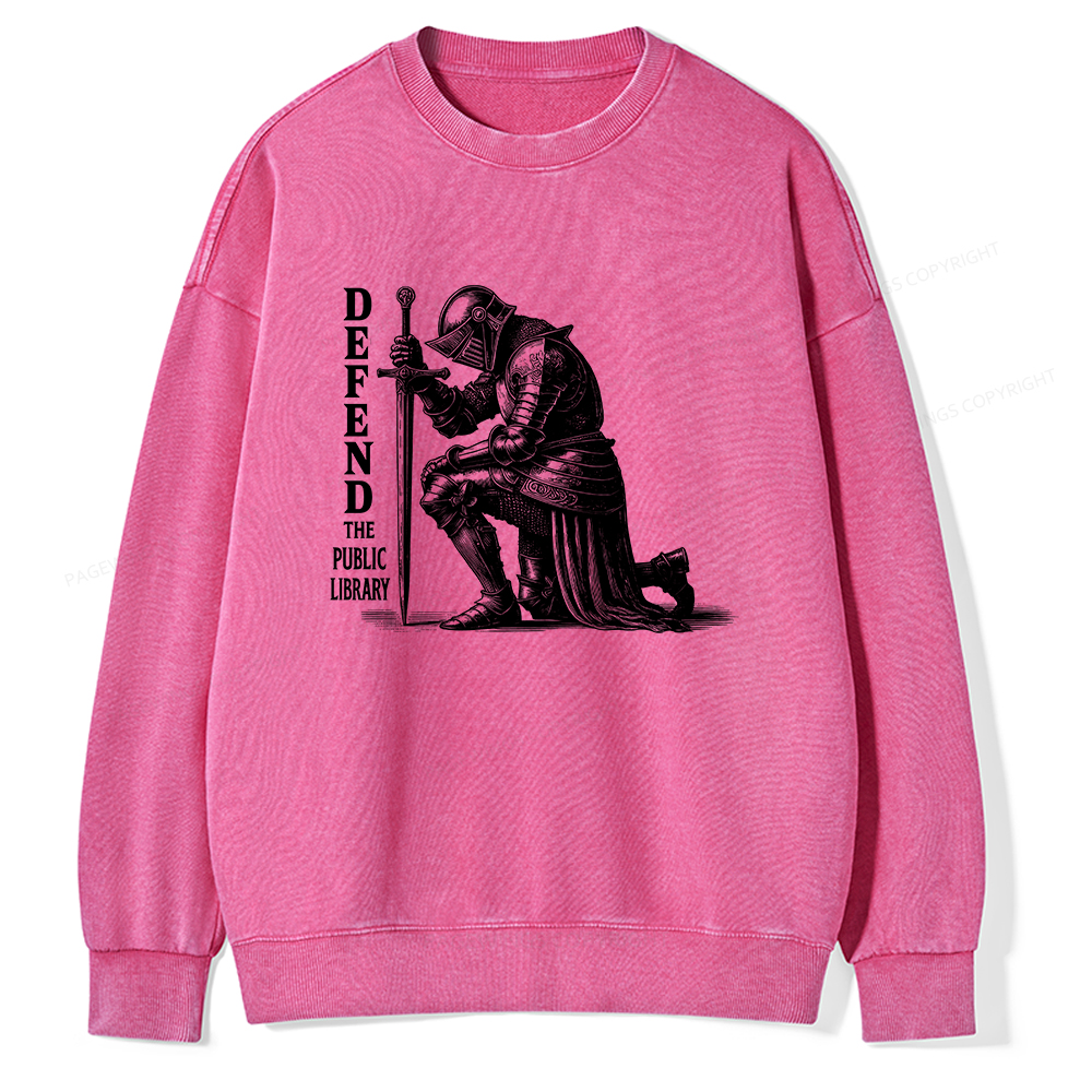 Pagewings Defend the Public Library Unisex Washed Sweatshirt