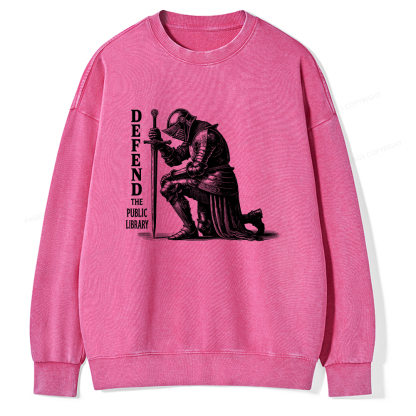 Pagewings Defend the Public Library Unisex Washed Sweatshirt
