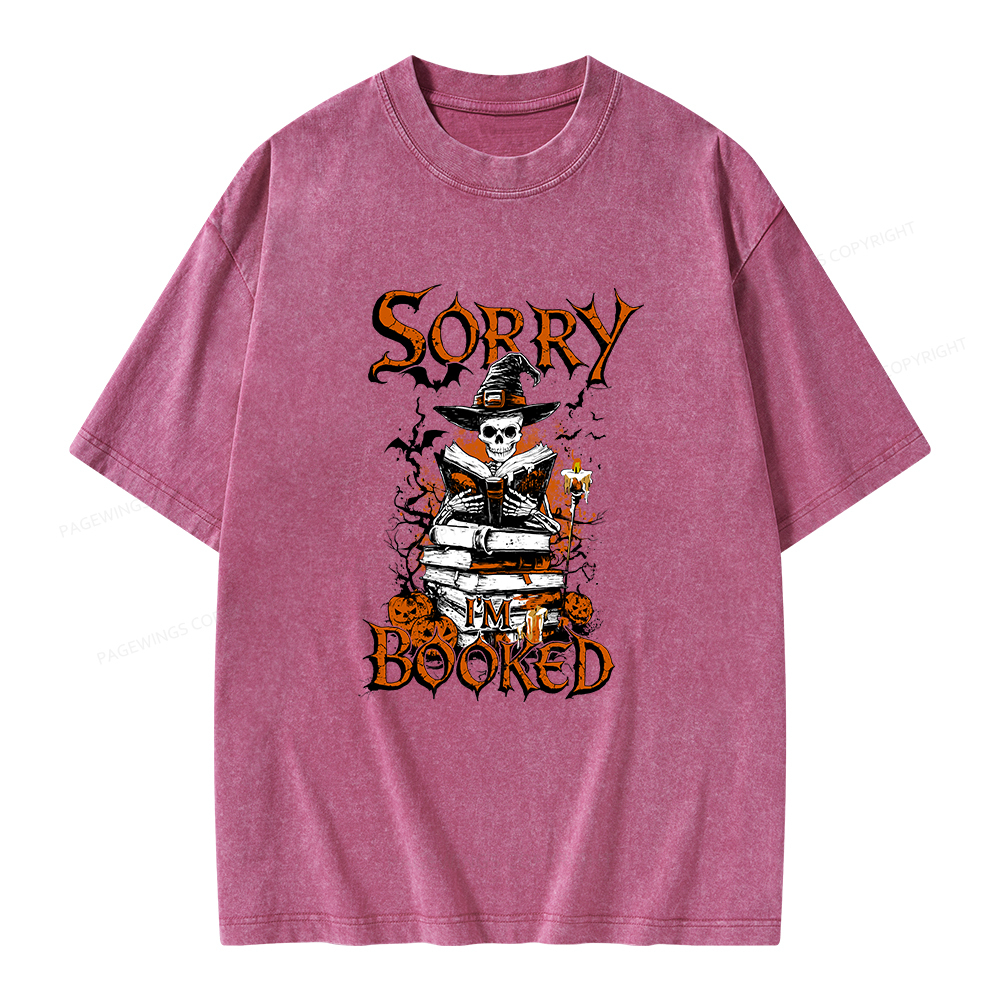 Pagewings Halloween I'm Booked Unisex Washed T-shirt