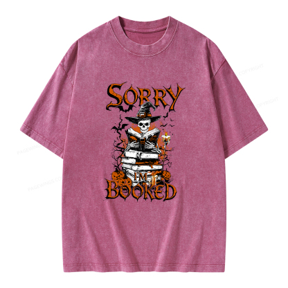 Pagewings Halloween I'm Booked Unisex Washed T-shirt