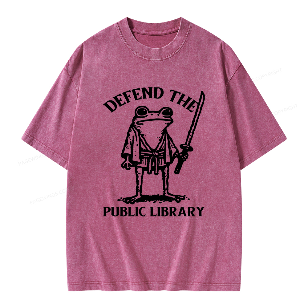 Pagewings Defend Your Public Library Unisex Washed T-shirt