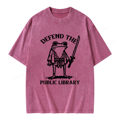 Pagewings Defend Your Public Library Unisex Washed T-shirt