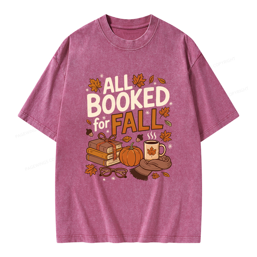 Pagewings All Booked For Fall Unisex Washed T-shirt
