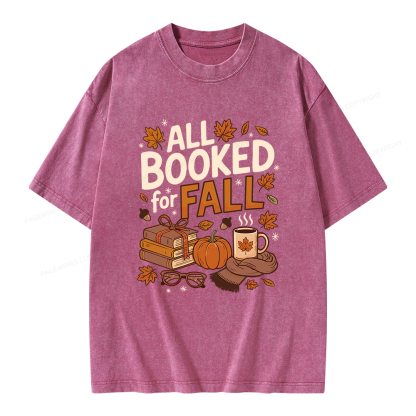 Pagewings All Booked For Fall Unisex Washed T-shirt