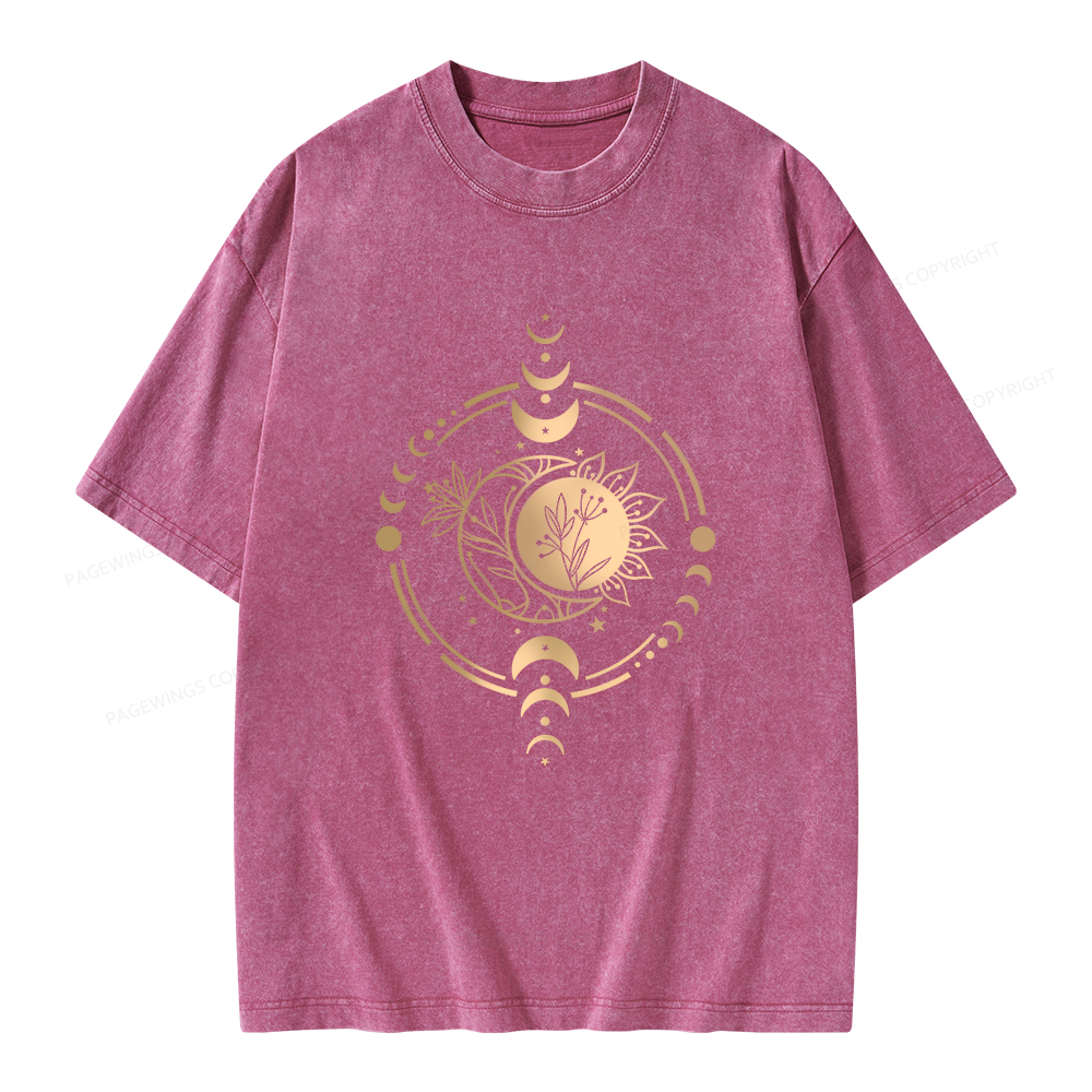 Pagewings Mystic Moon And Sun Unisex Washed T-shirt