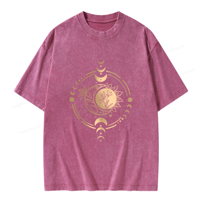 Pagewings Mystic Moon And Sun Unisex Washed T-shirt