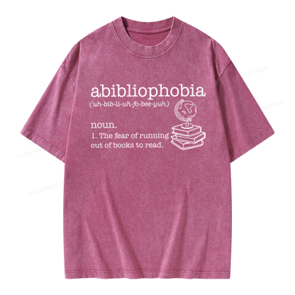 Pagewings Abibliophobia Unisex Washed T-shirt