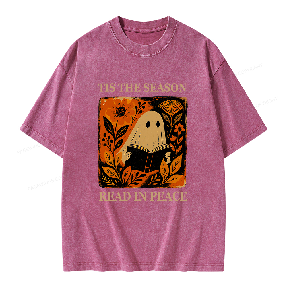 Pagewings Tis The Season Read In Peace Unisex Washed T-shirt