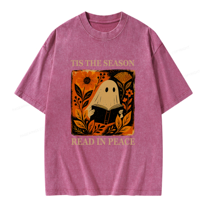 Pagewings Tis The Season Read In Peace Unisex Washed T-shirt