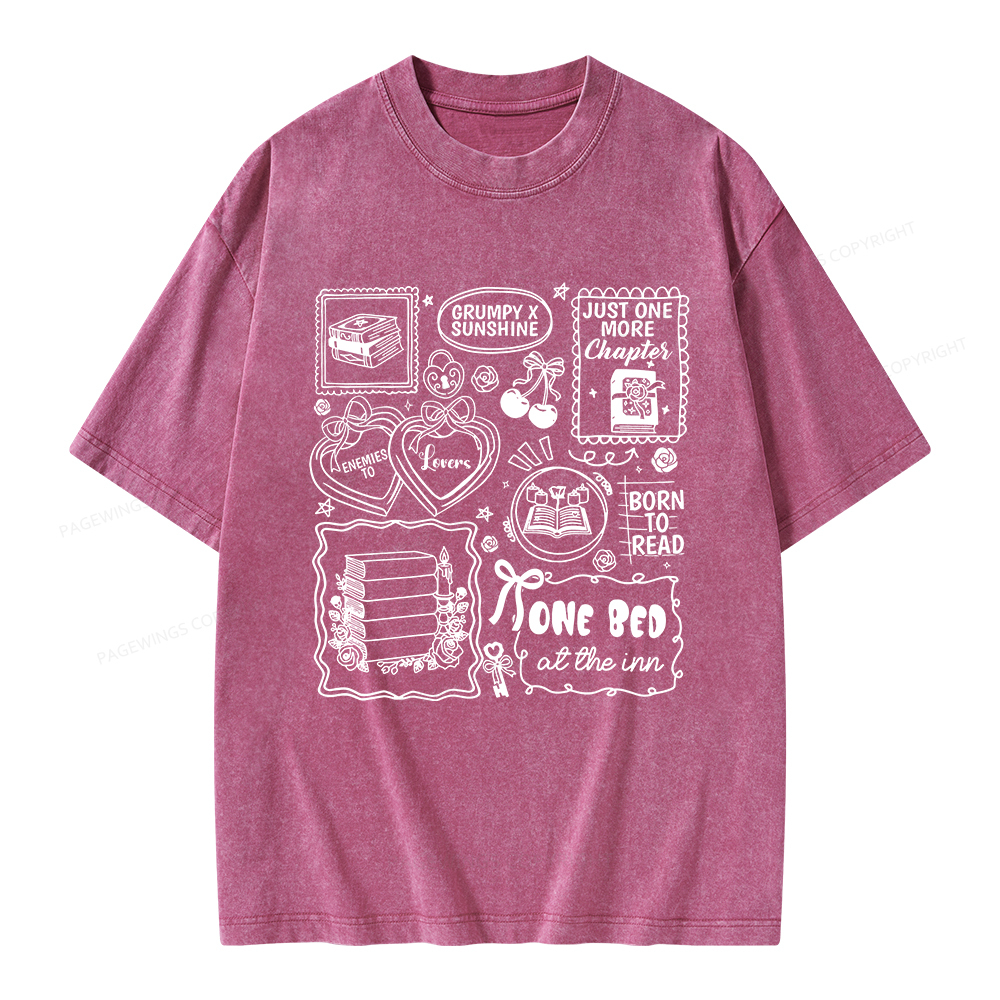Pagewings Romance Book Lover Unisex Washed T-shirt