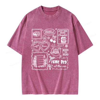 Pagewings Romance Book Lover Unisex Washed T-shirt
