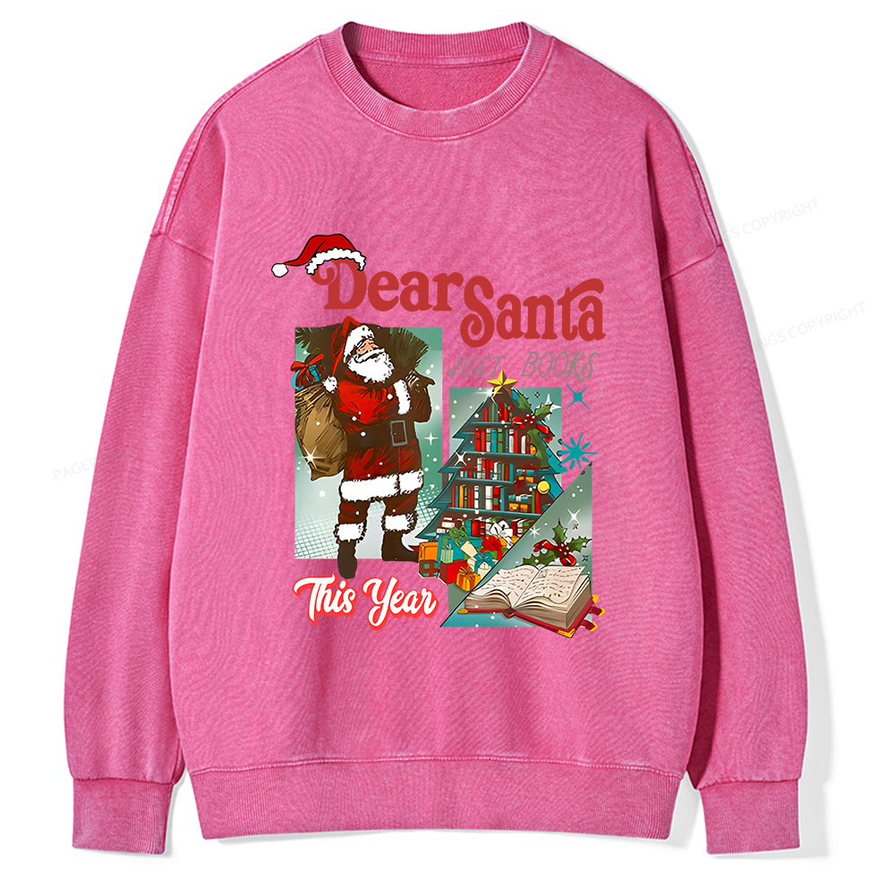 Pagewings Christmas Santa Reader Holiday Unisex Washed Sweatshirt