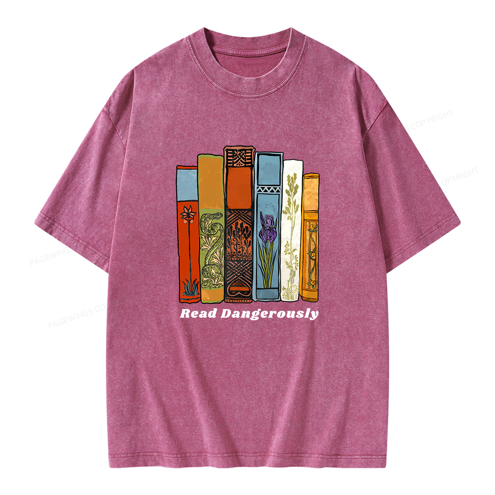 Pagewings Read Dangerously Unisex Washed T-shirt