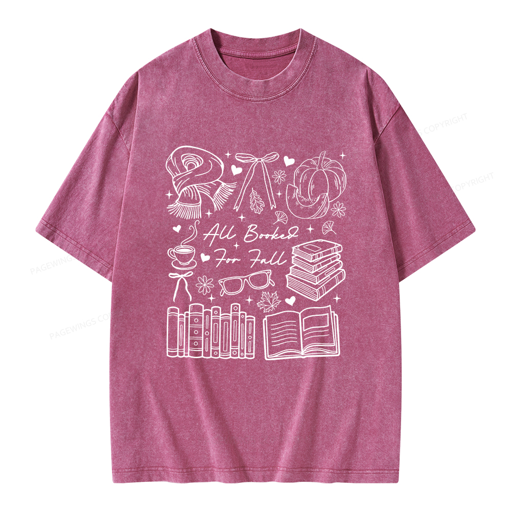 Pagewings All Booked for Fall Unisex Washed T-shirt