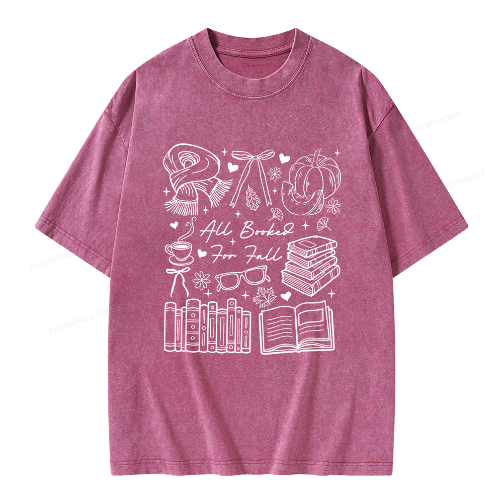 Pagewings All Booked for Fall Unisex Washed T-shirt