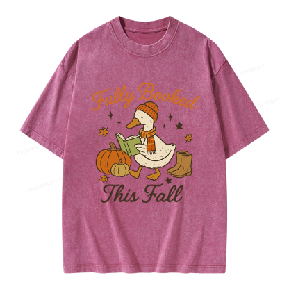 Pagewings Fully Booked This Fall Unisex Washed T-shirt
