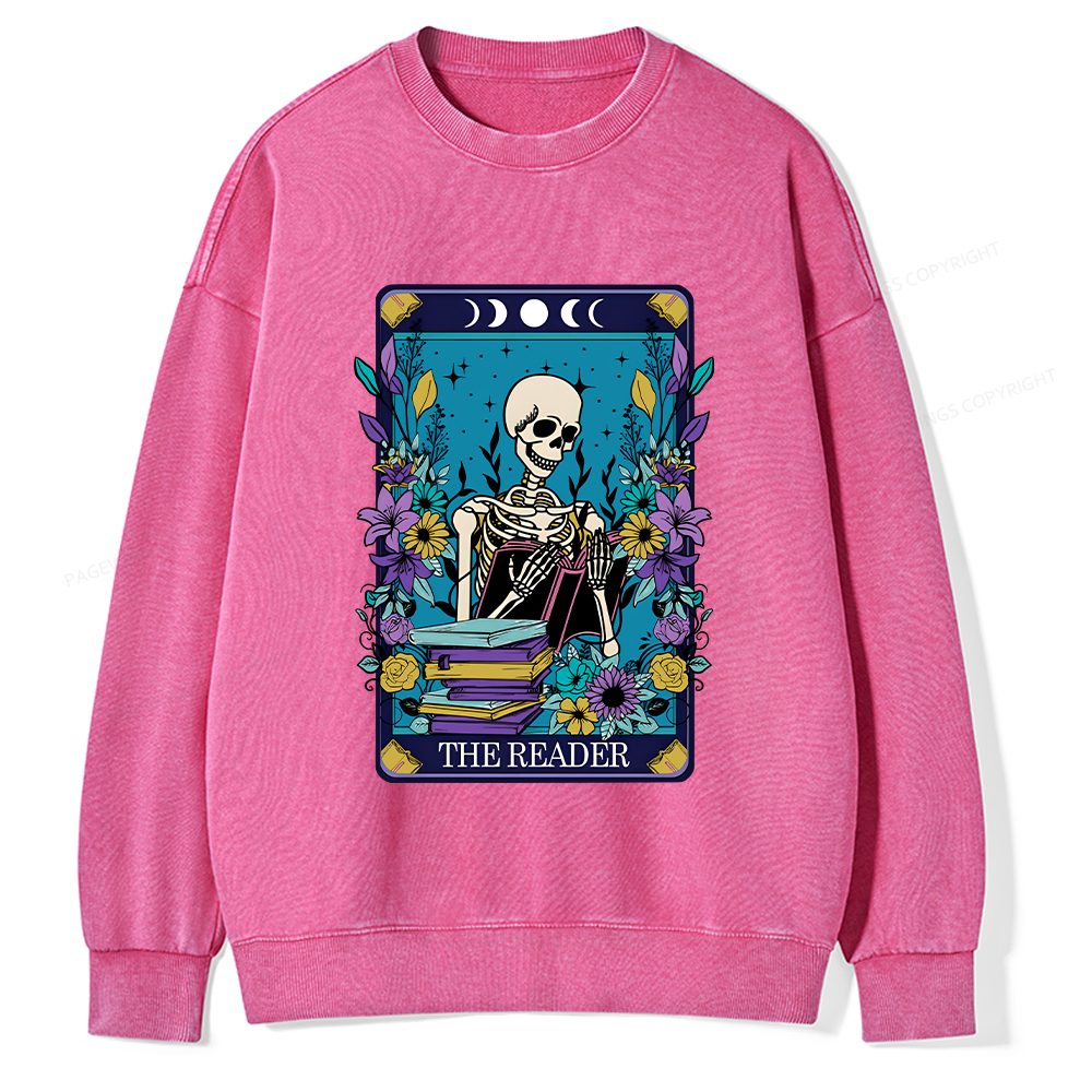Pagewings The Reader Tarot Card Shirt Unisex Washed Sweatshirt