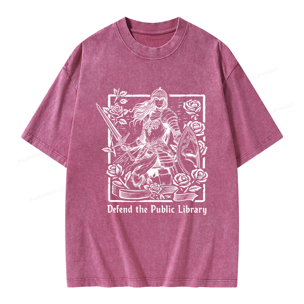 Pagewings Defend The Public Library Unisex Washed T-shirt