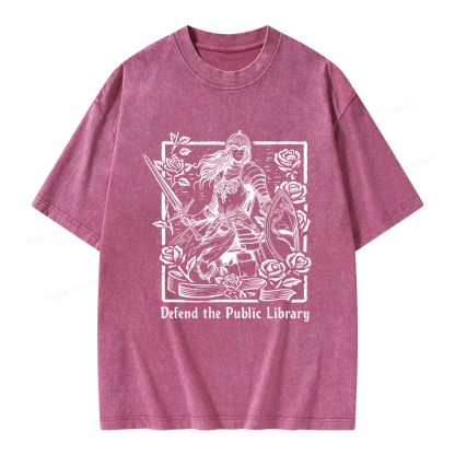 Pagewings Defend The Public Library Unisex Washed T-shirt