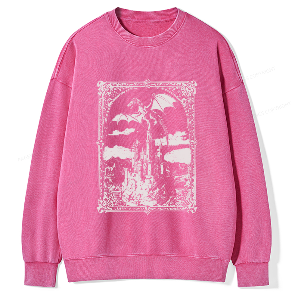 Pagewings Vintage Dragon Unisex Washed Sweatshirt