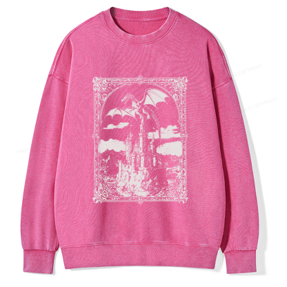 Pagewings Vintage Dragon Unisex Washed Sweatshirt