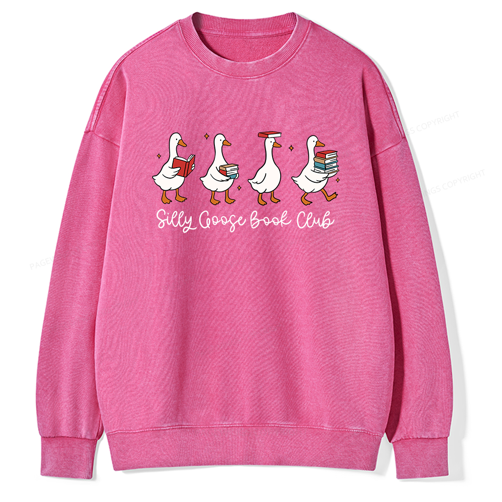 Pagewings Silly Goose Book Club Unisex Washed Sweatshirt