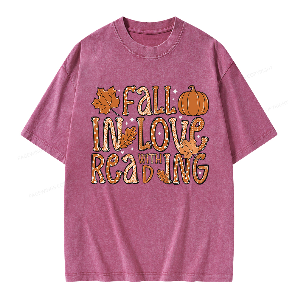 Pagewings Fall In Love With Reading Unisex Washed T-shirt