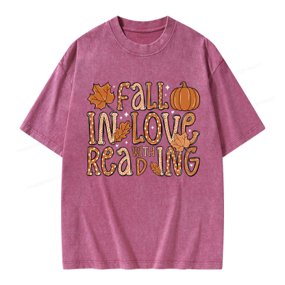 Pagewings Fall In Love With Reading Unisex Washed T-shirt