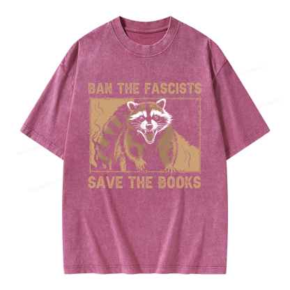 Pagewings Ban The Fascists Save The Books Unisex Washed T-shirt