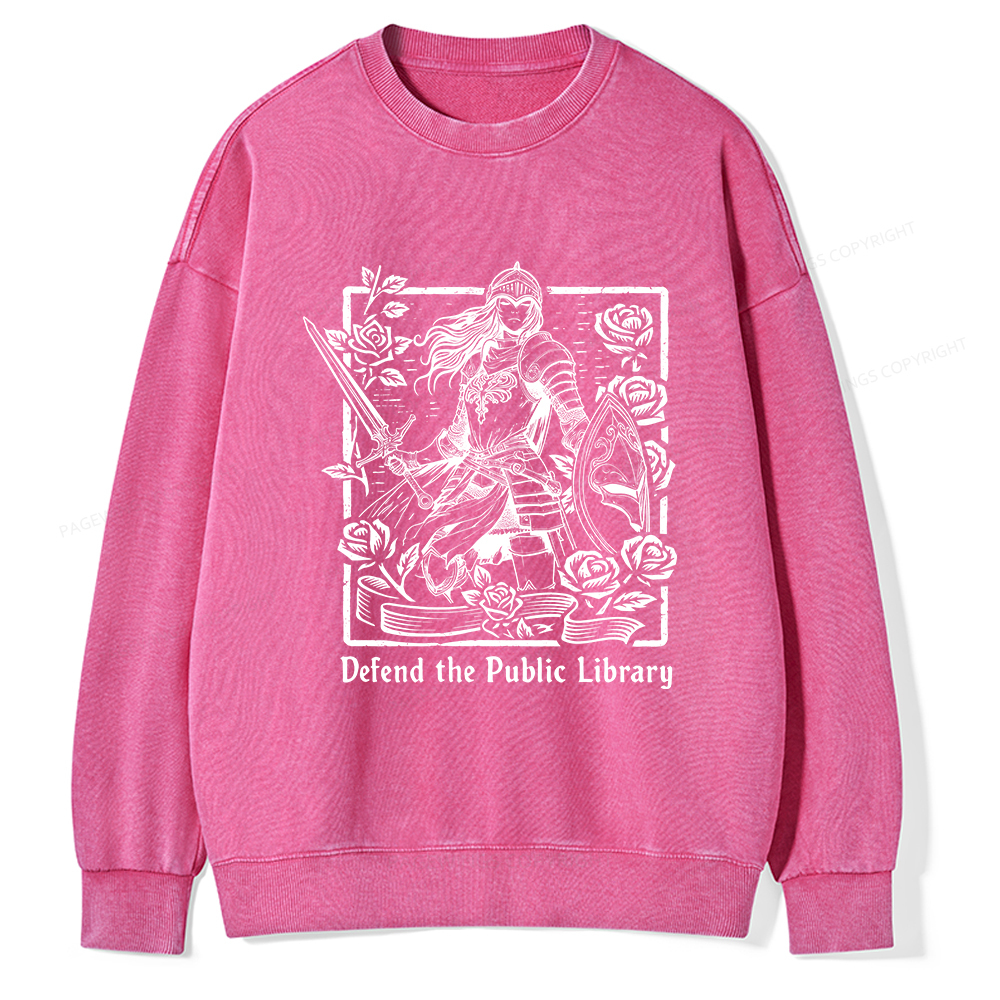 Pagewings Defend The Public Library Unisex Washed Sweatshirt