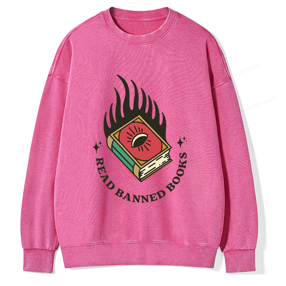 Pagewings Read Banned Books Unisex Washed Sweatshirt