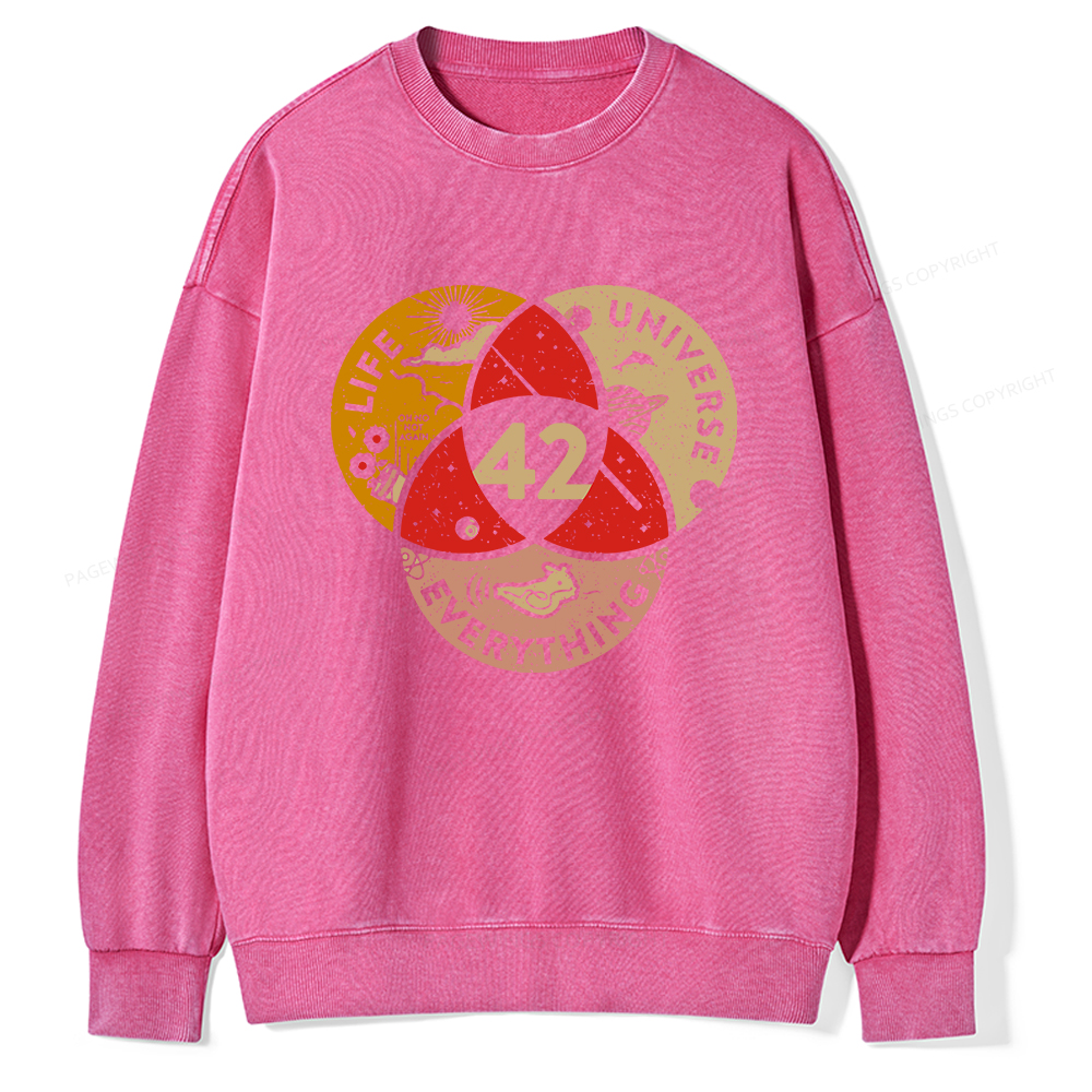 Pagewings 42 The Answer To Life The Universe And Everything Unisex Washed Sweatshirt