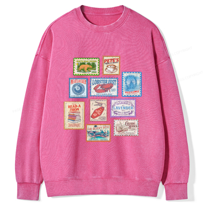 Pagewings Books Stamp Beach Read Unisex Washed Sweatshirt