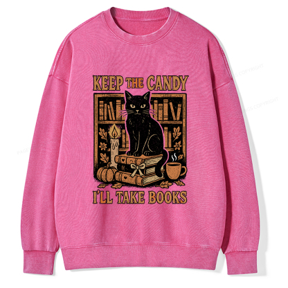 Pagewings Keep The Candy I'll Take Books Unisex Washed Sweatshirt