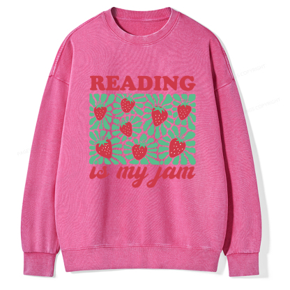Pagewings Reading Is My Jam Unisex Washed Sweatshirt