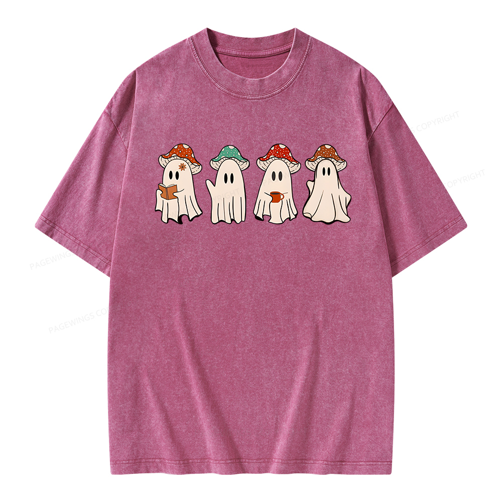 Pagewings Ghostly Bookworm Unisex Washed T-shirt