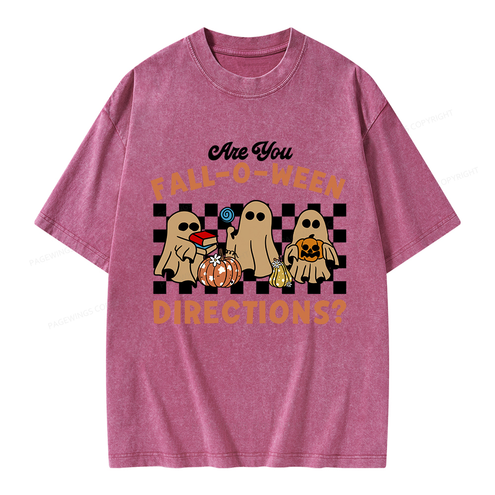 Pagewings Are You Fall-O-Ween Directions Unisex Washed T-shirt