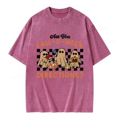 Pagewings Are You Fall-O-Ween Directions Unisex Washed T-shirt