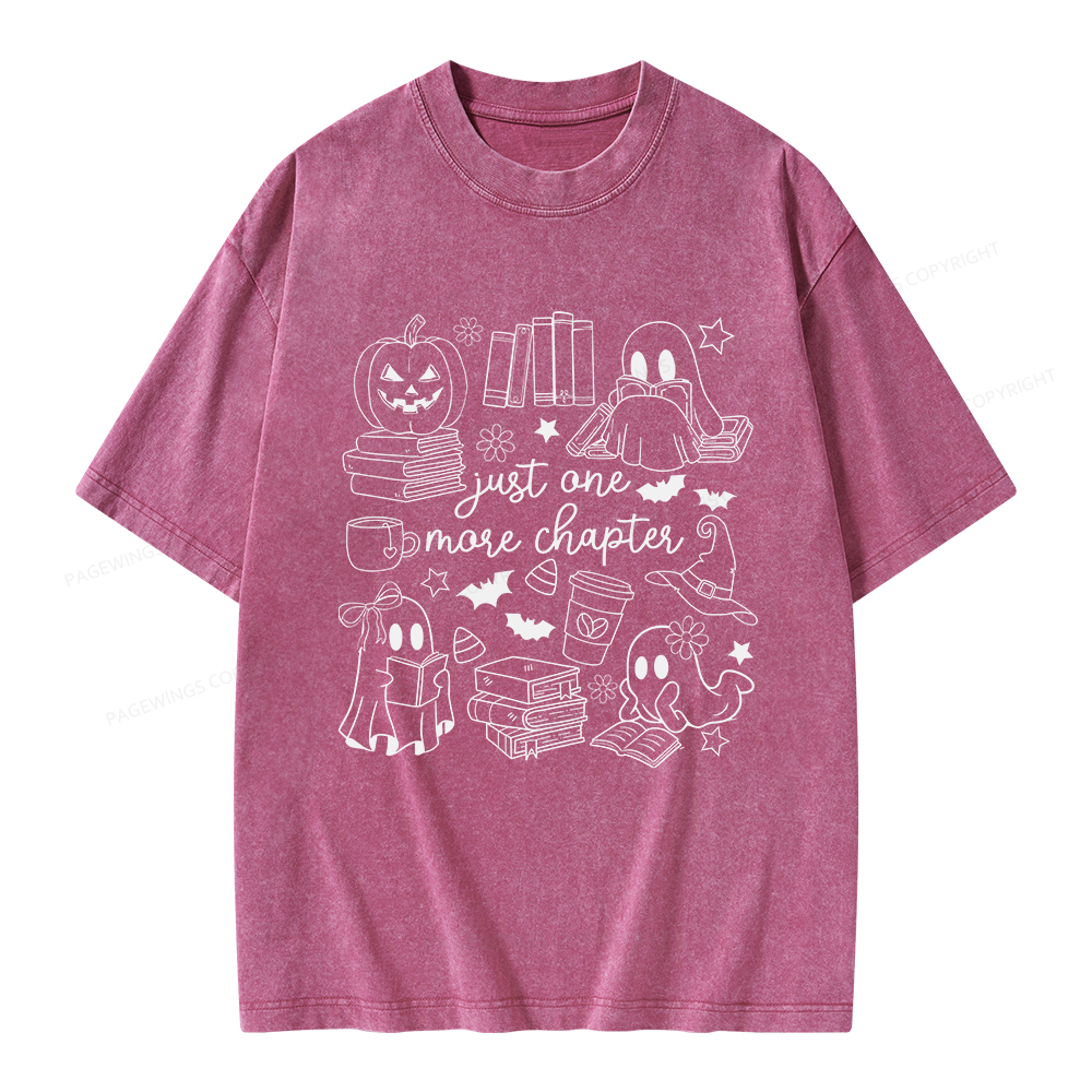 Pagewings Just One More Chapter Ghost Books Unisex Washed T-shirt