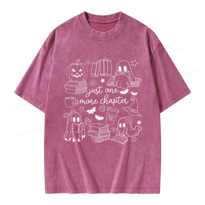Pagewings Just One More Chapter Ghost Books Unisex Washed T-shirt
