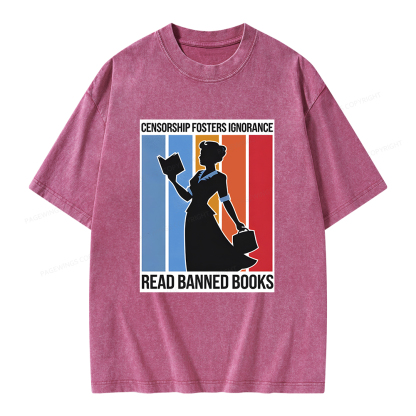 Pagewings Read Banned Books Unisex Washed T-shirt