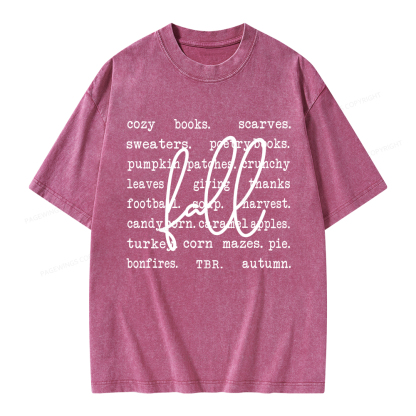 Pagewings Fall Cozy Season Book Lover Unisex Washed T-shirt
