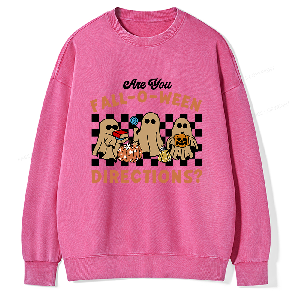Pagewings Are You Fall-O-Ween Directions Unisex Washed Sweatshirt