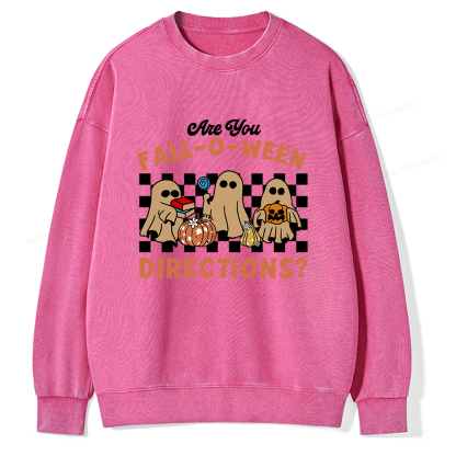 Pagewings Are You Fall-O-Ween Directions Unisex Washed Sweatshirt