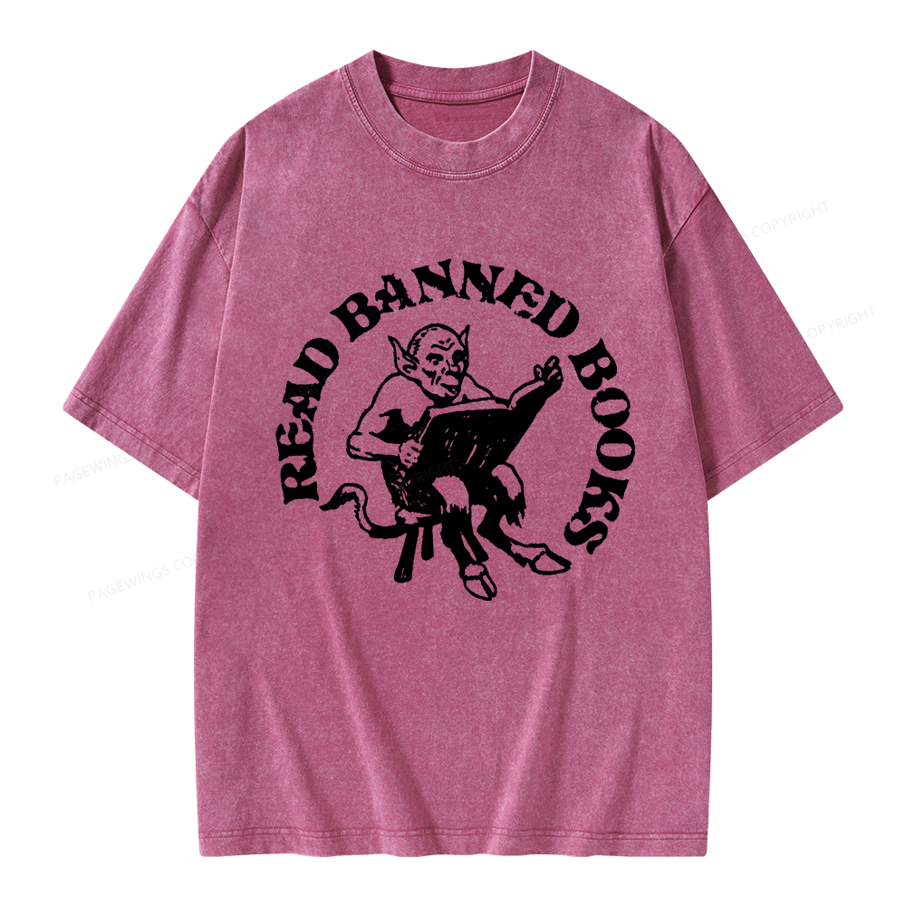 Pagewings Read Banned Books Unisex Washed T-shirt