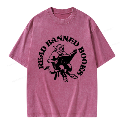 Pagewings Read Banned Books Unisex Washed T-shirt